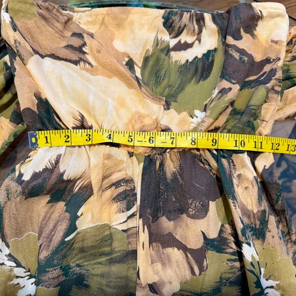 Girl and the Sun Waterfront Green and Yellow Strapless Jumpsuit in Size Medium. - Picture 8 of 12